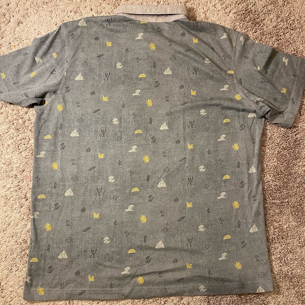 RARE Columbia Omni Wick Polo Beach Scene Adult Mens Size Large Gray Unique Shirt - Picture 8 of 10